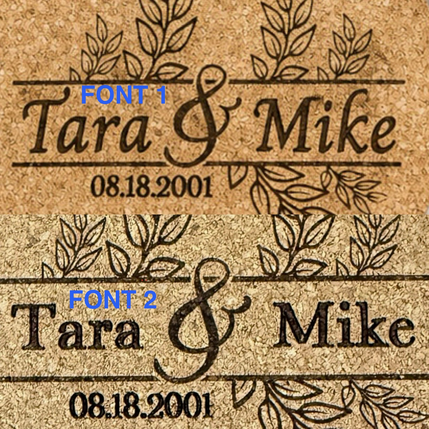 Rustic Leaf Personalized Wedding Cork Coasters