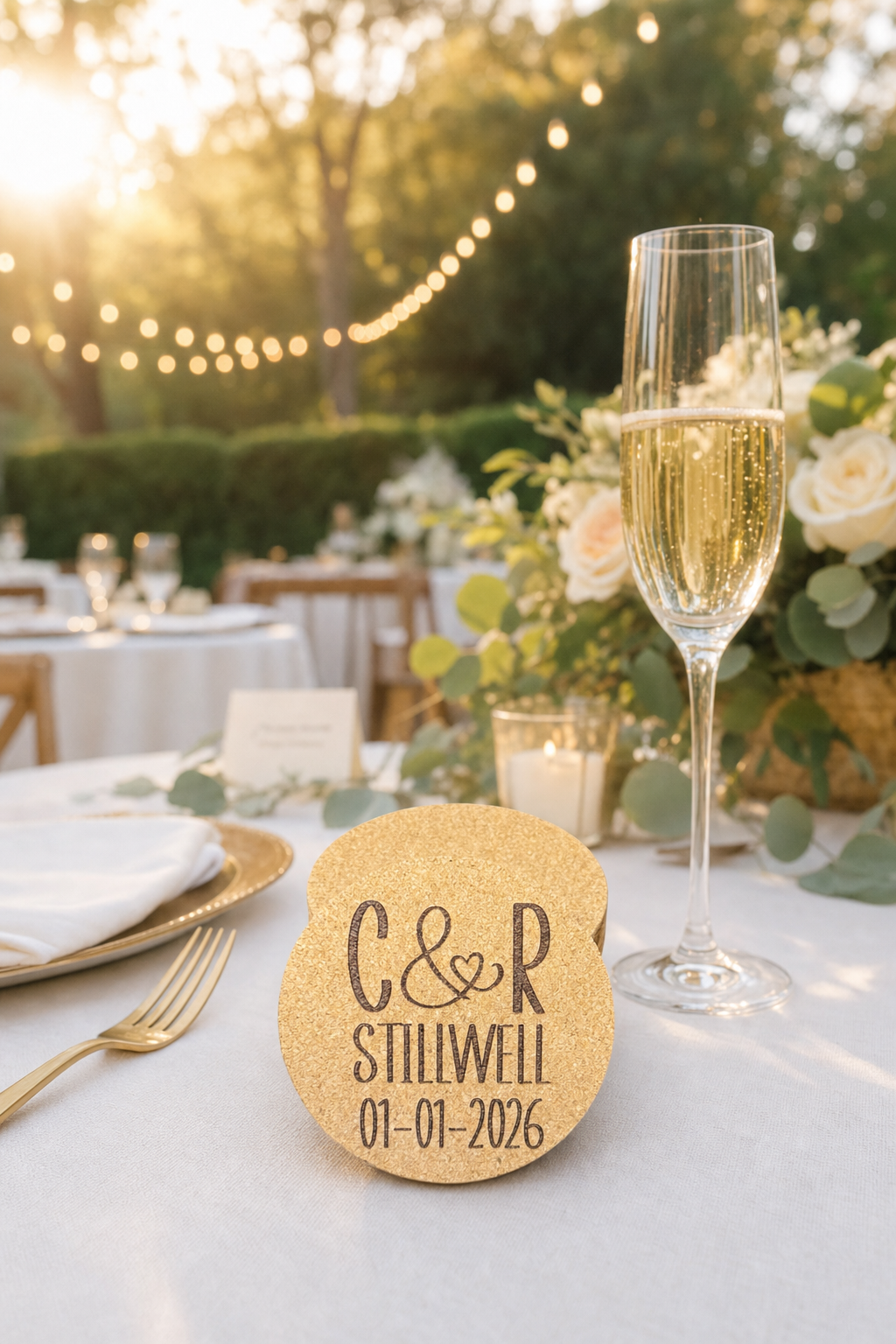 Intertwined Hearts Personalized Cork Coasters