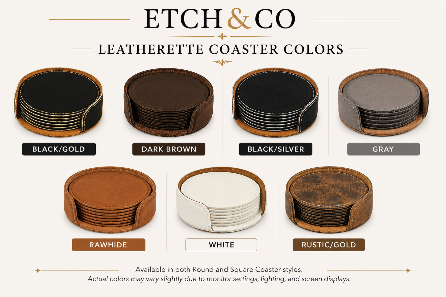 Monogram Leatherette Coaster Set