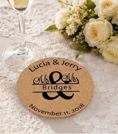 Signature Monogram Personalized Cork Coasters