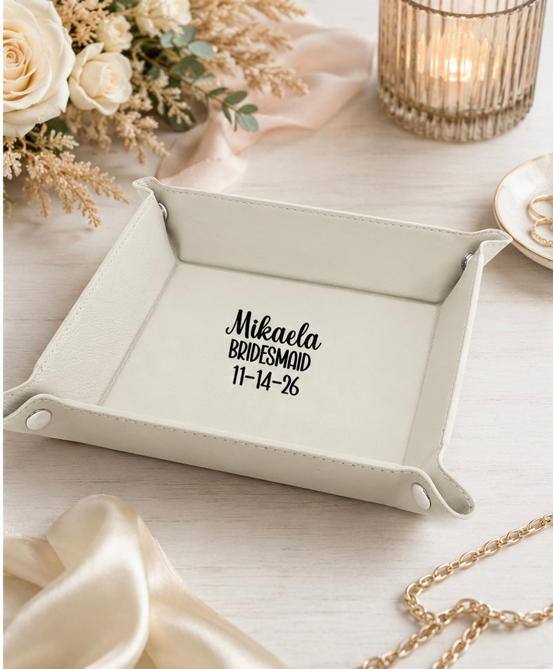 Personalized Leatherette Valet Tray, 6x6