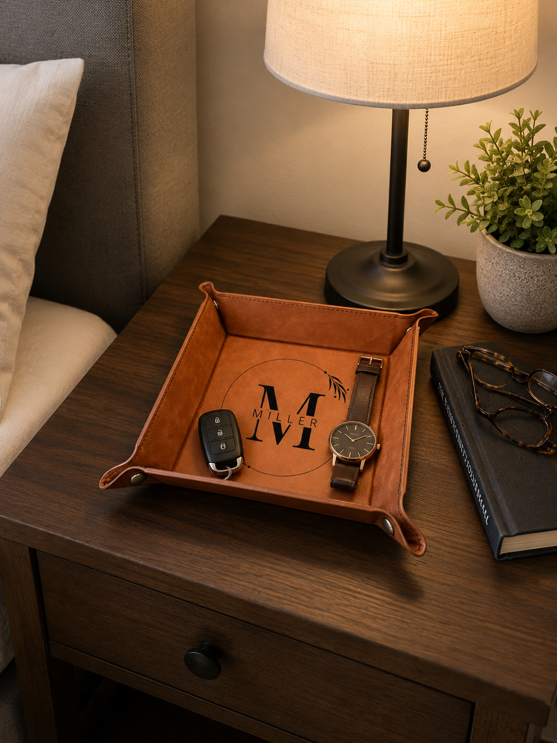 Personalized Leatherette Valet Tray, 6x6