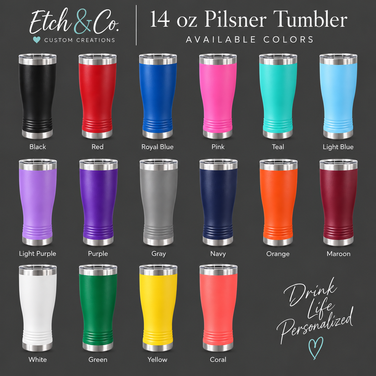 Personalized 14 oz Pilsner Tumbler