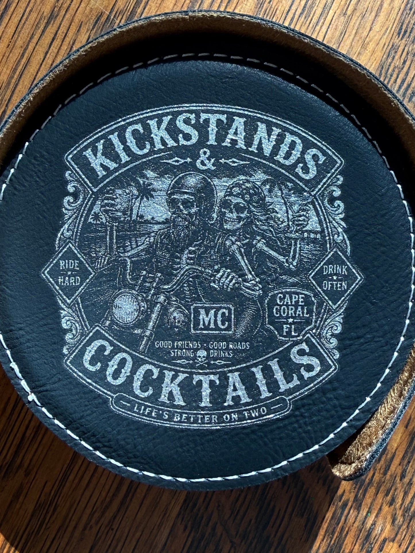 Monogram Leatherette Coaster Set