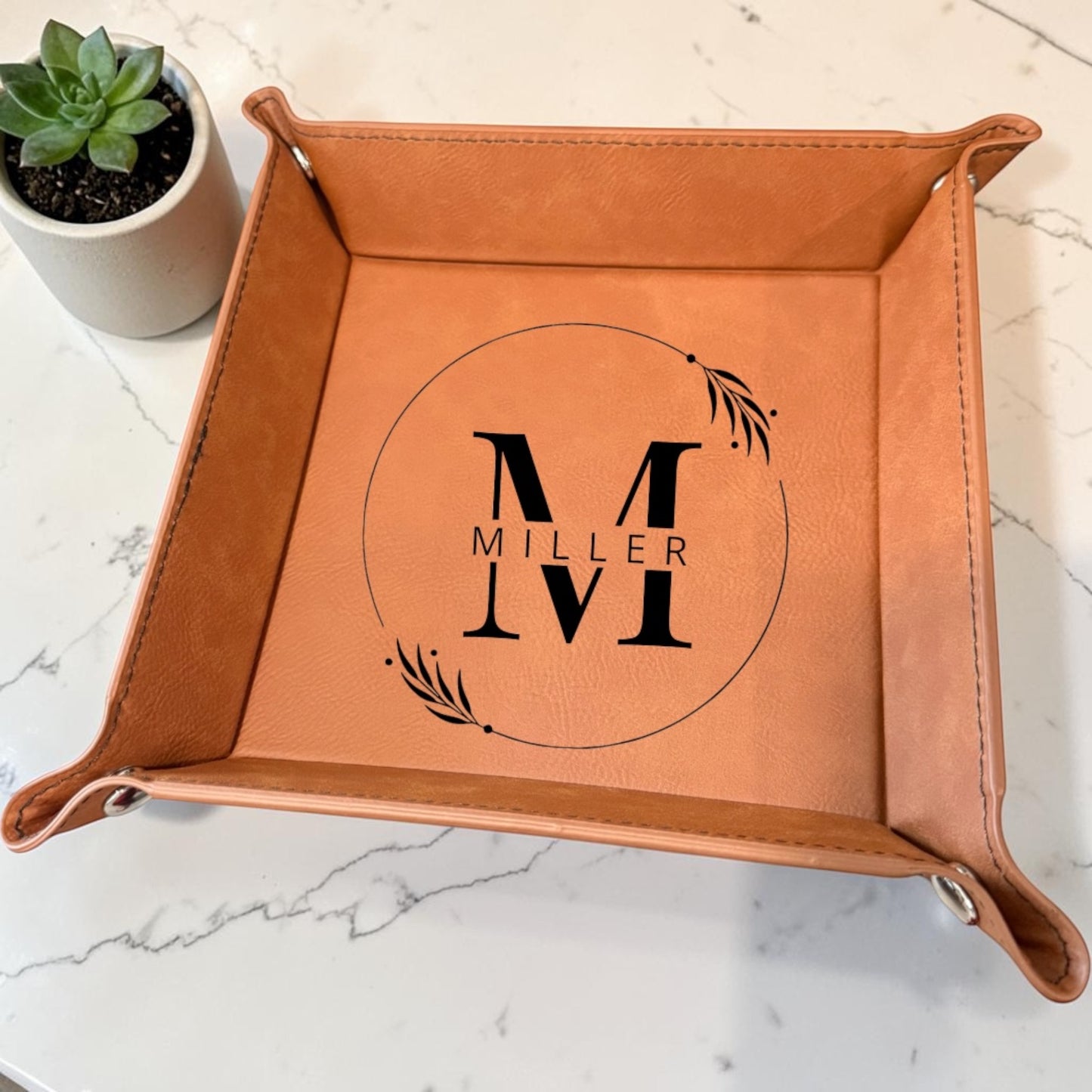 Personalized Leatherette Valet Tray, 6x6